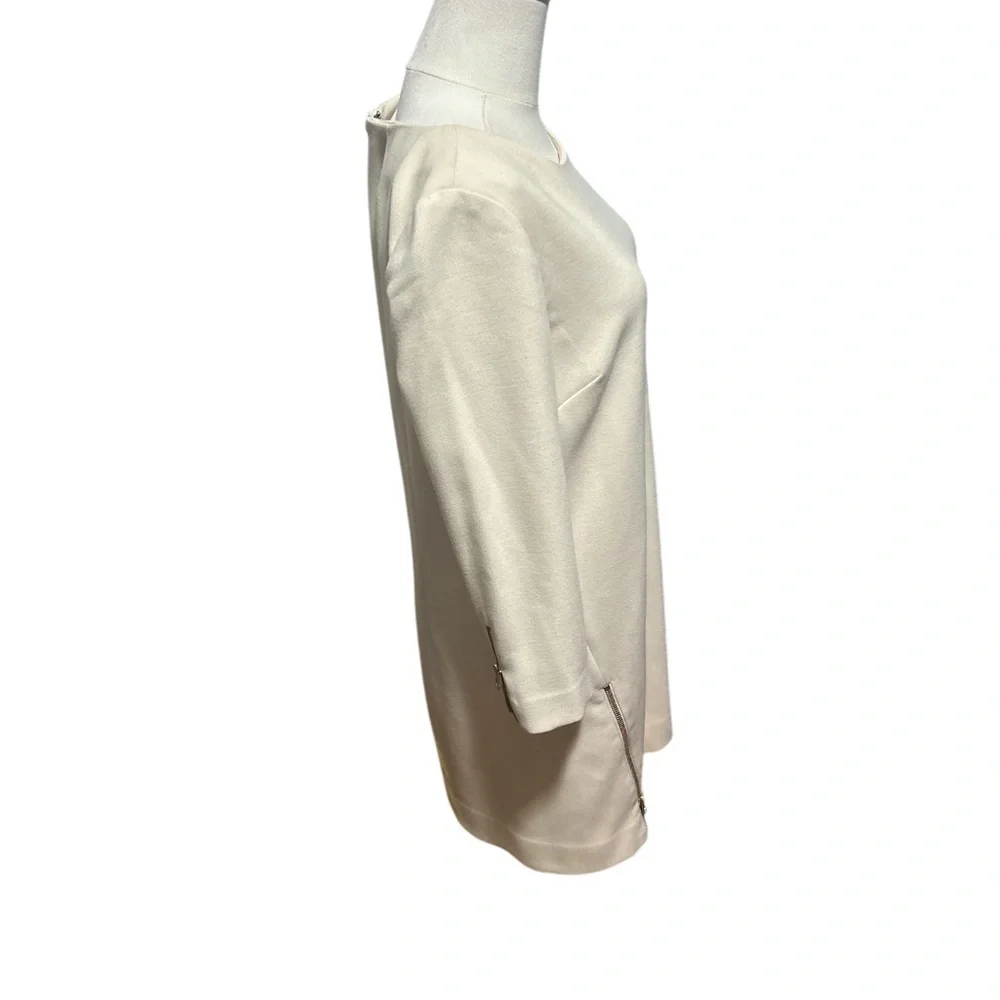 J.Crew Ivory Shift Dress Double Zip Hem Womens Size 4 Minimalist Career